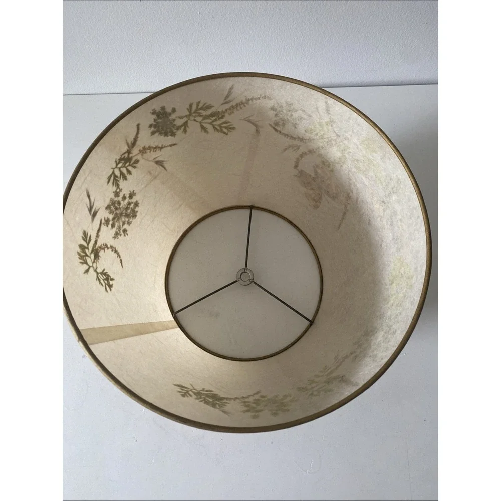 Vtg. Botanical Lamp Shade Dried Pressed Flowers/Leaves/ Butterfly Boho Farmhouse